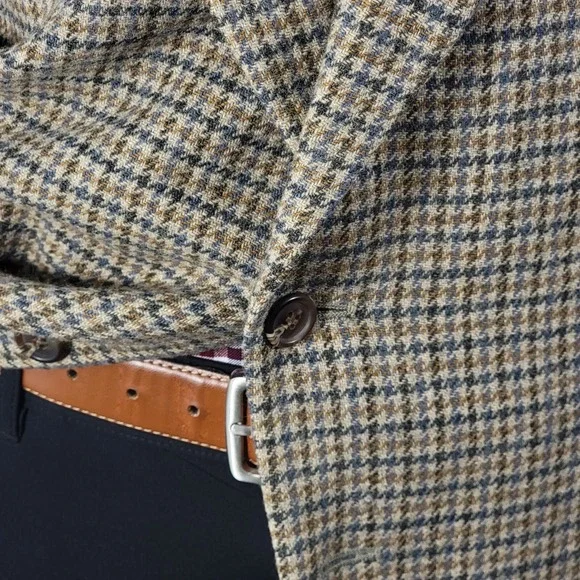 VTG Town‎ Craft Men's Tweed Sport Coat Two Button Multi Color Houndstooth 46L